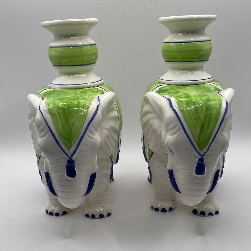 Vintage Fitz And Floyd Ceramic Elephant Candle Holders Set of 2 Rare - Picture 2 of 12